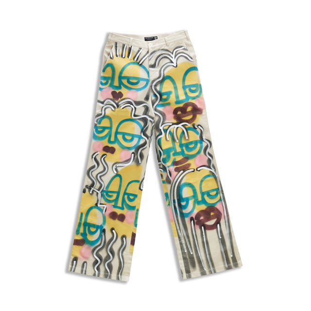 ARTFACE GRAFFITI PANT IN CREAM ONE OF ONE