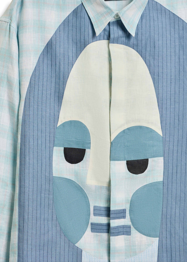 MONALI SHAH LINEN SHIRT IN BLUE