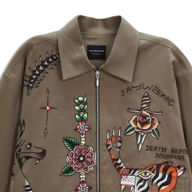DEATH BEFORE DISHONOUR JACKET IN BROWN ONE OF ONE
