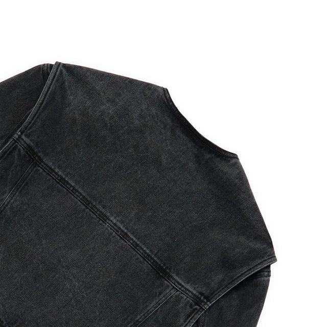 DOUBLE TROUBLE CROPPED DENIM JACKET IN ASH