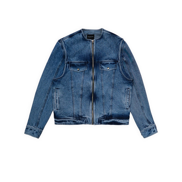 DOUBLE TROUBLE DENIM JACKET IN BLUE