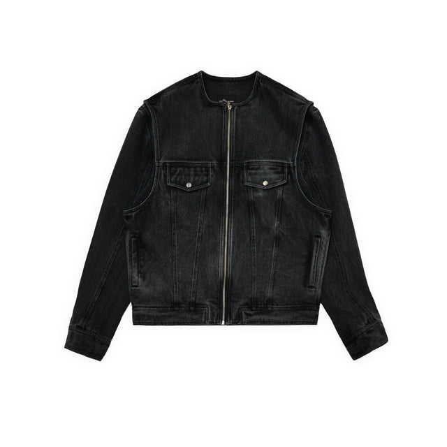 DOUBLE TROUBLE DENIM JACKET IN ASH