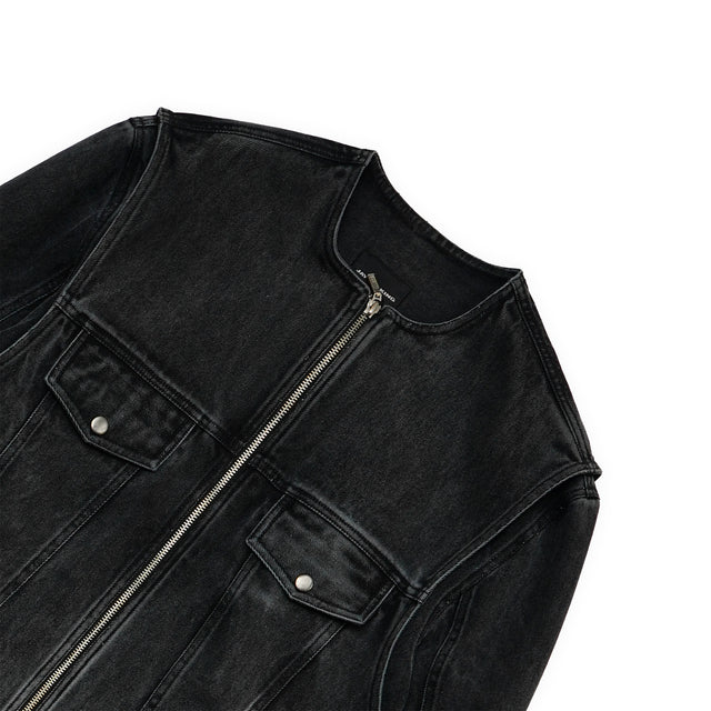 DOUBLE TROUBLE DENIM JACKET IN ASH