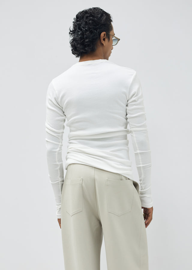 RIB BODYCON MEN FULL SLEEVE WHITE