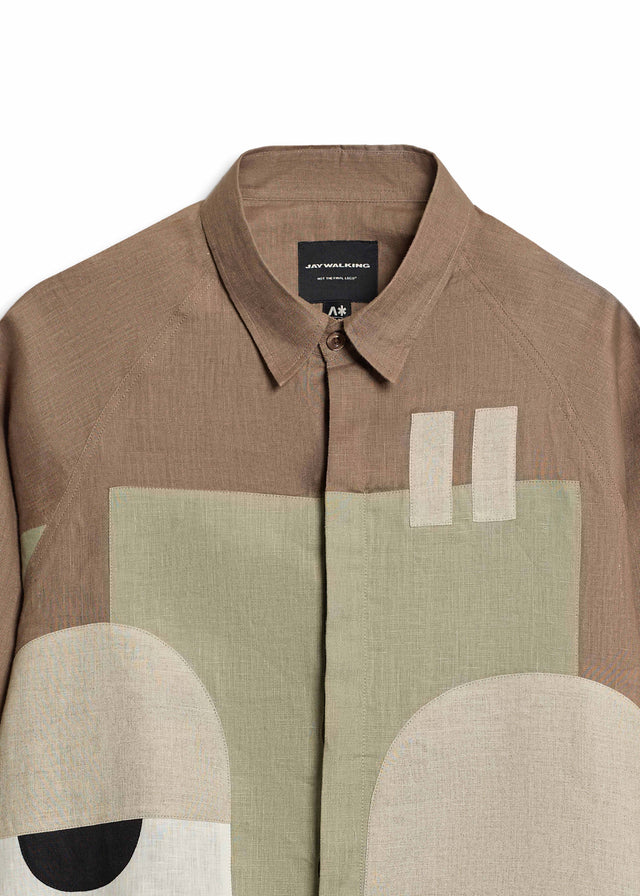 LAZY EYE LINEN SHIRT IN BROWN