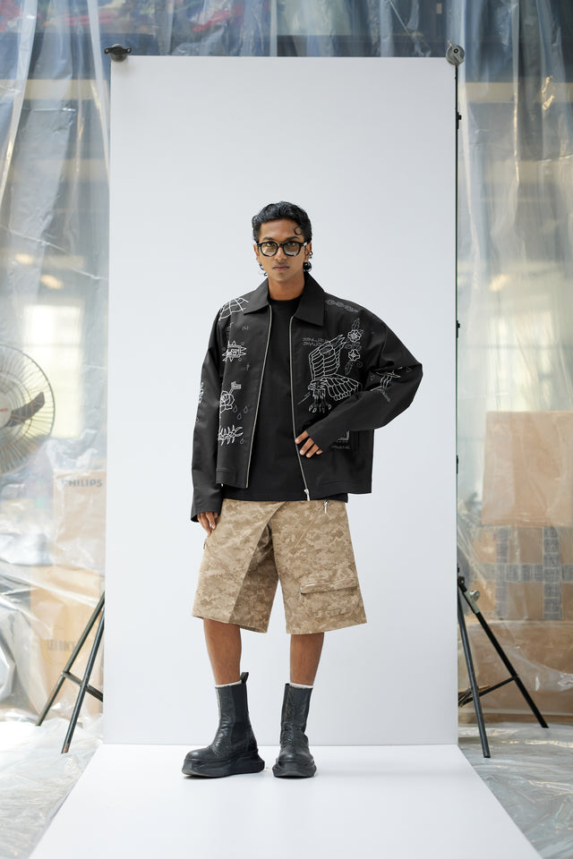 PANELLED SHORTS IN CAMO