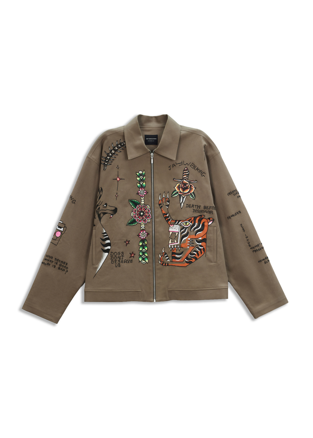 DEATH BEFORE DISHONOUR JACKET IN BROWN ONE OF ONE