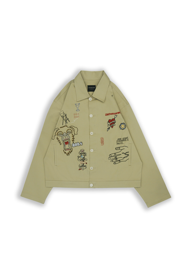 DOODLE EMBROIDERED KHAKI JACKET LTD. ED.