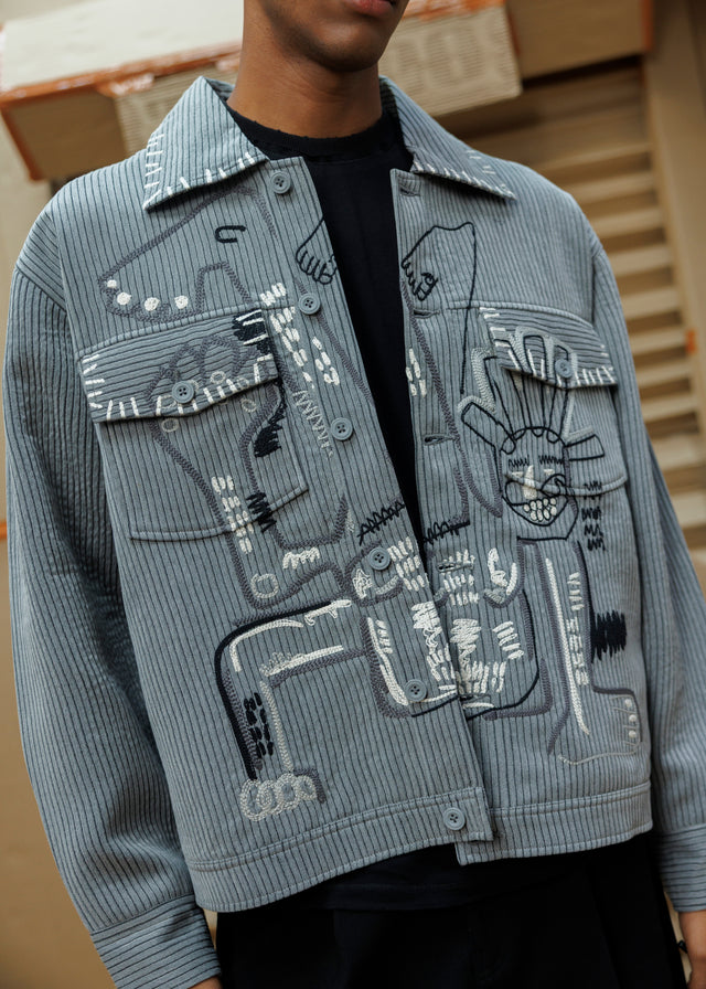 DANCING MAN SHACKET IN GREY [UNISEX]