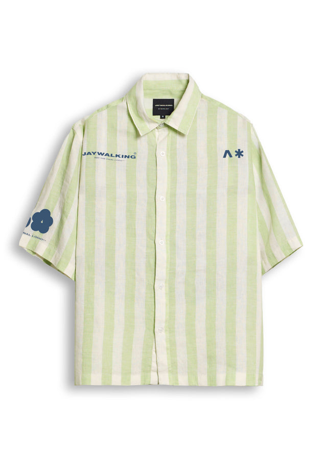 FOMW SHORT SLEEVE STRIPED SHIRT IN GREEN [UNISEX]