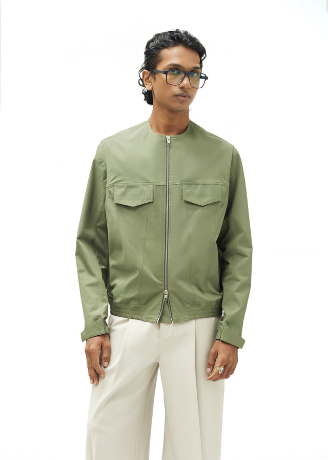 DOUBLE TROUBLE JACKET IN OLIVE GREEN
