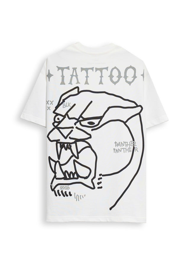 TATTOO PANTHER T-SHIRT IN WHITE [UNISEX]