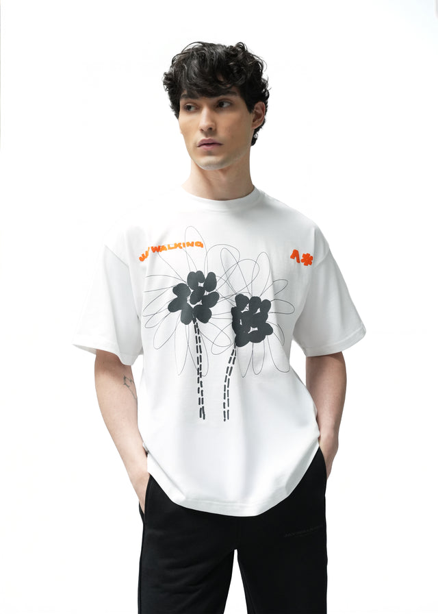 TRIBAL ART FACE T-SHIRT IN WHITE [UNISEX]