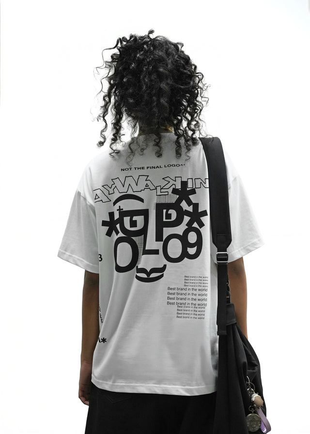TYPO ART FACE T-SHIRT IN WHITE [UNISEX]