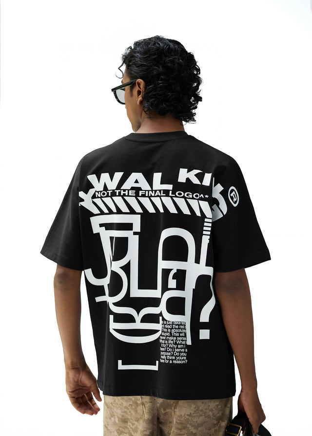 TYPO ART FACE BATWING T-SHIRT IN BLACK [UNISEX]