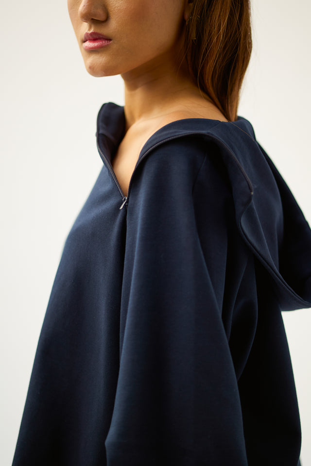 BUBBLE HOODIE IN NAVY BLUE