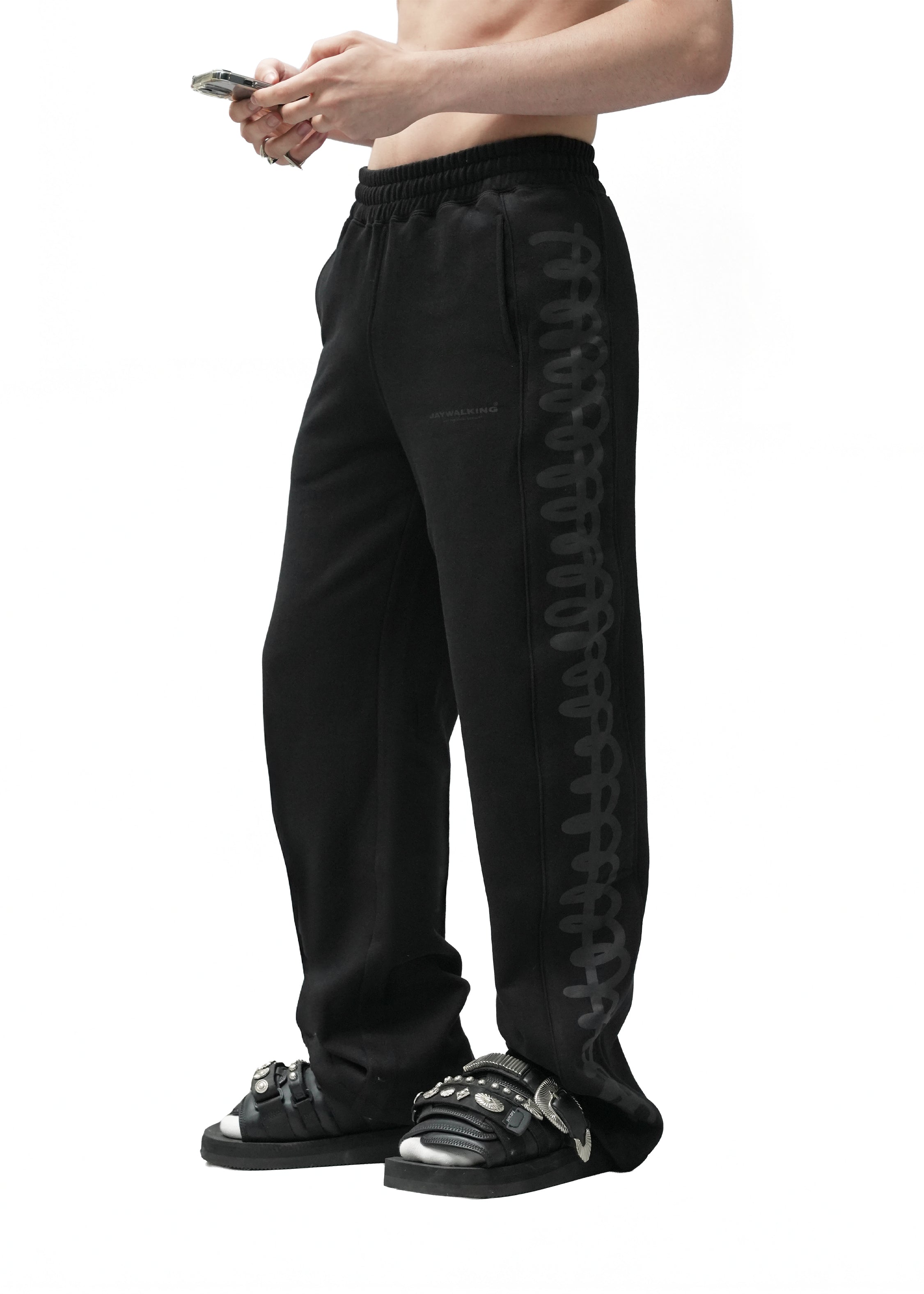 ウォーキング・ランニングウェア GYAKUSOU GIZ TRACK PANTS // SIZE L SQUIGGLY TRACK PANTS IN BLACK [UNISEX] – JAYWALKING