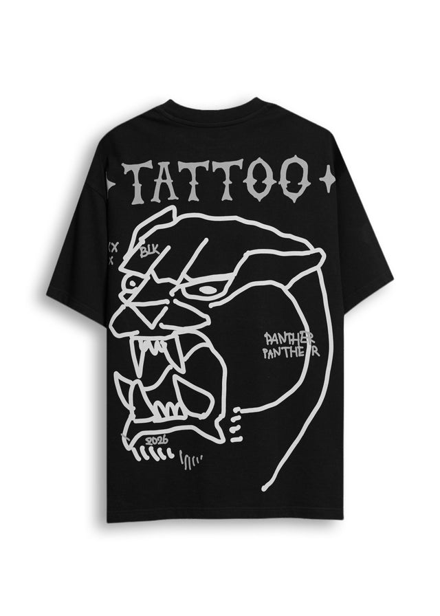 TATTOO PANTHER T-SHIRT IN BLACK [UNISEX]
