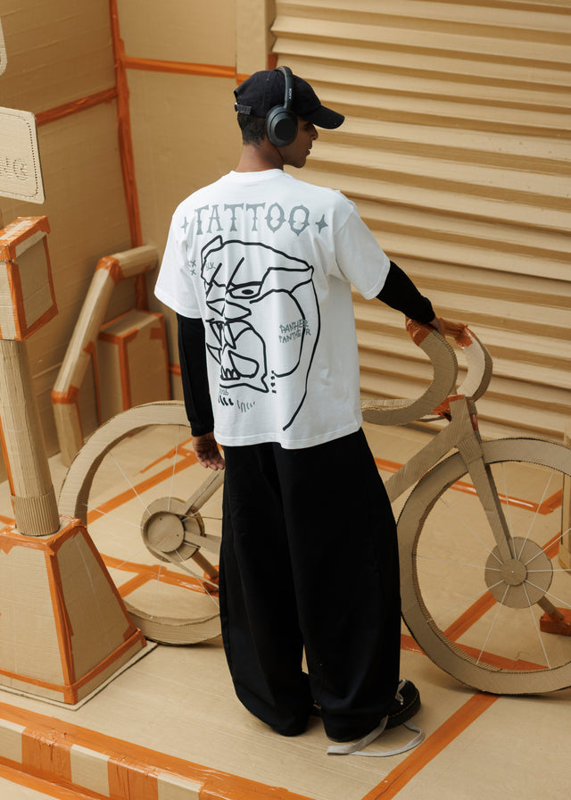 TATTOO PANTHER T-SHIRT IN WHITE [UNISEX]