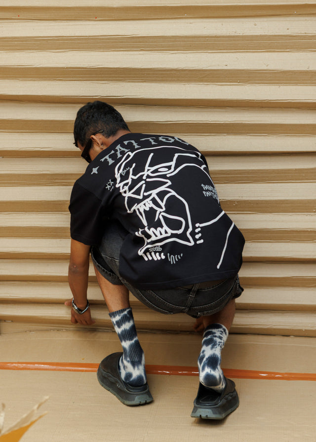 TATTOO PANTHER T-SHIRT IN BLACK [UNISEX]