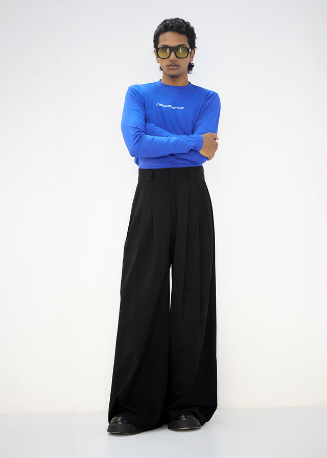 HEAVY PLEATED PANTS IN BLACK [UNISEX]
