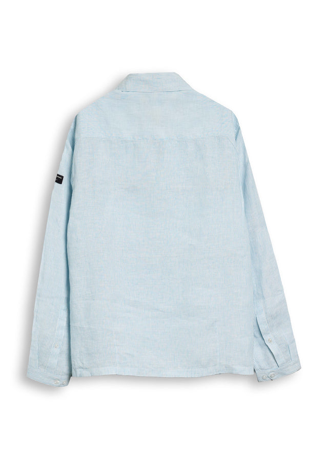 LINEN POLO IN BLUE STRIPS [UNISEX]