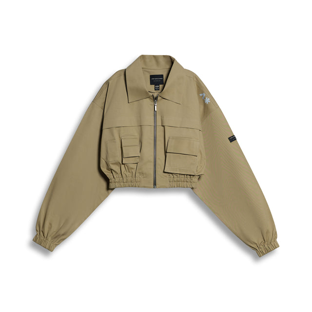 CROPPED UTILITY JACKET IN BEIGE