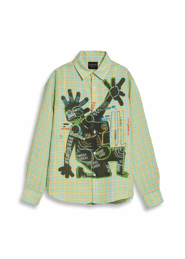 DANCING MEN CHECKERED LINEN SHIRT [UNISEX]