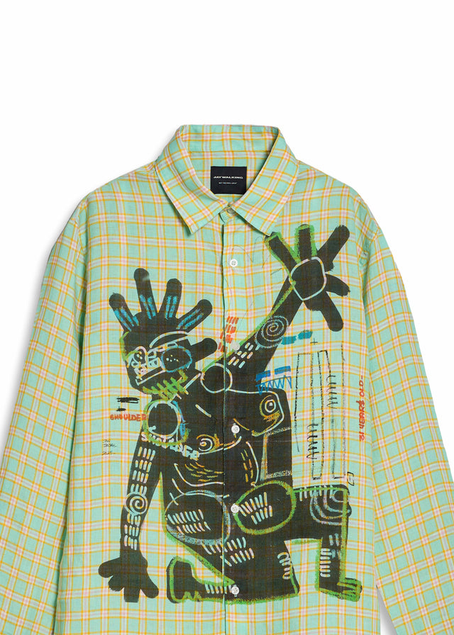 DANCING MEN CHECKERED LINEN SHIRT [UNISEX]