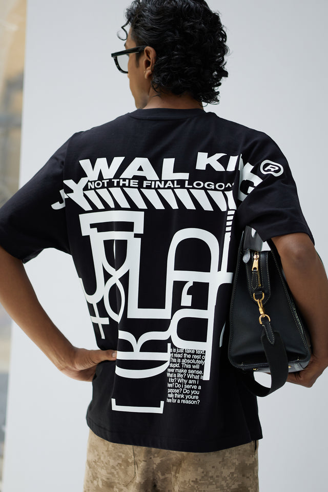 TYPO ART FACE BATWING T-SHIRT IN BLACK [UNISEX]
