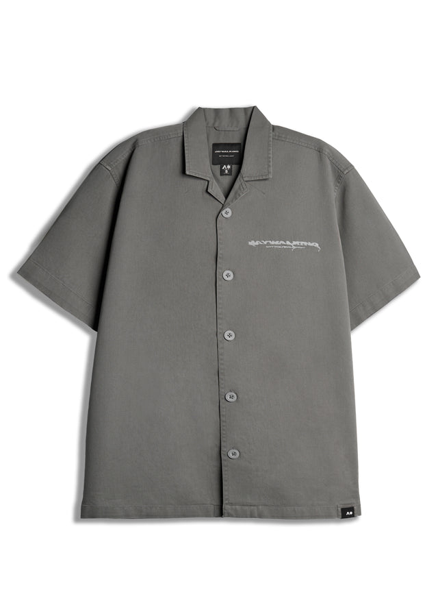 EMBROIDERED BOWLING SHIRT IN GREY [UNISEX]