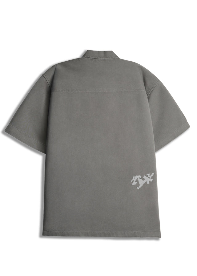 EMBROIDERED BOWLING SHIRT IN GREY [UNISEX]