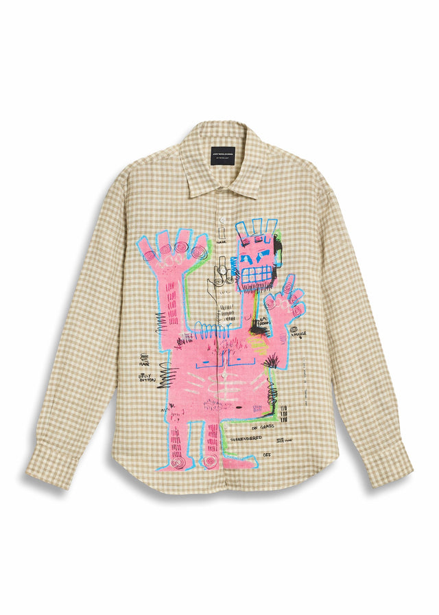 PINK MAN BROWN CHECKERED LINEN SHIRT [UNISEX]