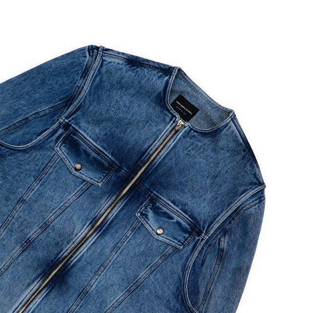 DOUBLE TROUBLE DENIM JACKET IN BLUE