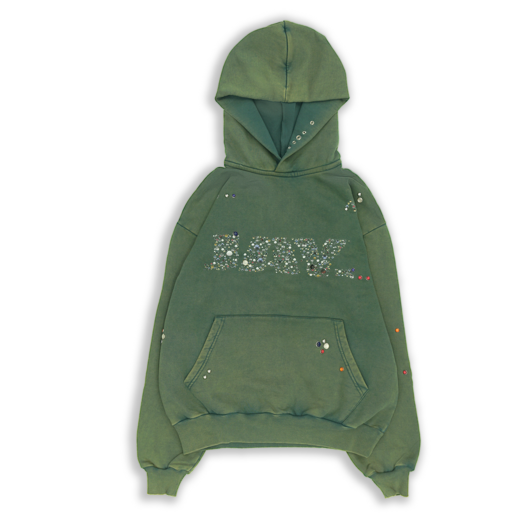 Studded Hoodie Green