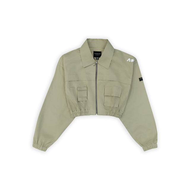 CROPPED UTILITY JACKET IN BEIGE