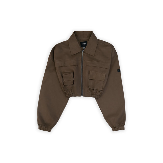 CROPPED UTILITY JACKET IN BROWN