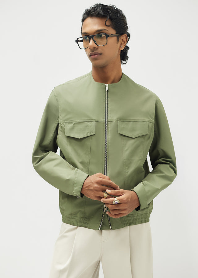 DOUBLE TROUBLE JACKET IN OLIVE GREEN