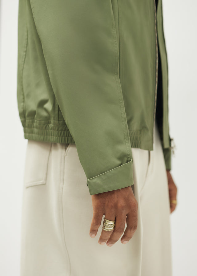 DOUBLE TROUBLE JACKET IN OLIVE GREEN