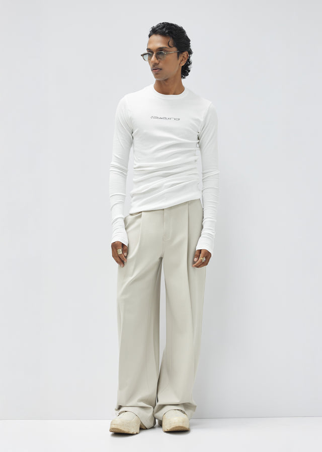RIB BODYCON MEN FULL SLEEVE WHITE