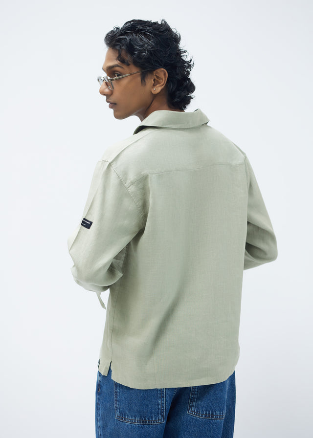 LINEN POLO IN GREEN [UNISEX]