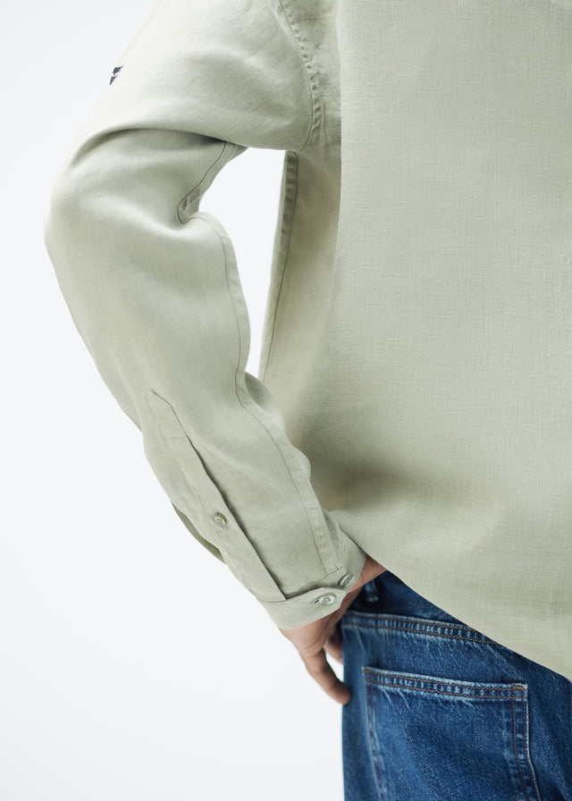 LINEN POLO IN GREEN [UNISEX]