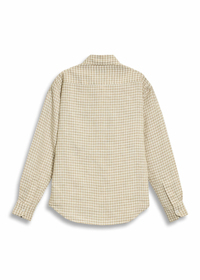 PINK MAN BROWN CHECKERED LINEN SHIRT [UNISEX]