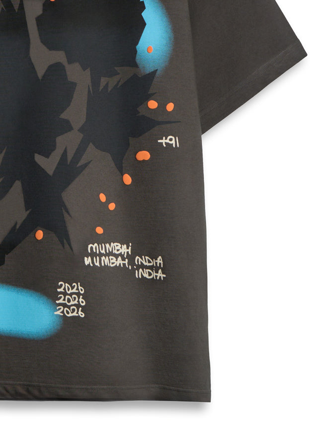 GRADIENT FLOWER T-SHIRT IN GREY [UNISEX]