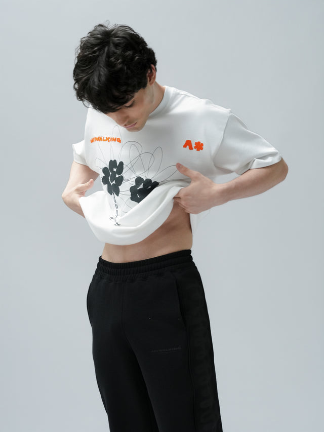 TRIBAL ART FACE T-SHIRT IN WHITE [UNISEX]