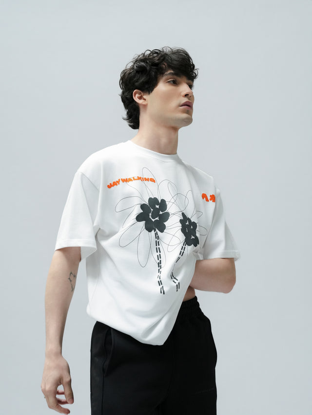 TRIBAL ART FACE T-SHIRT IN WHITE [UNISEX]
