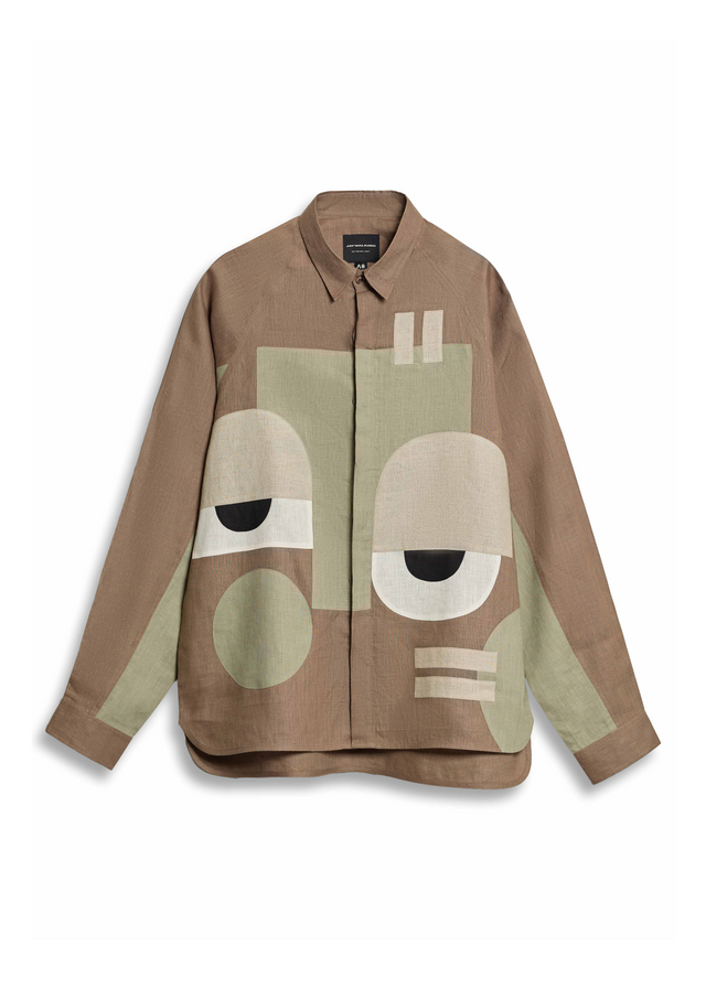 LAZY EYE LINEN SHIRT IN BROWN
