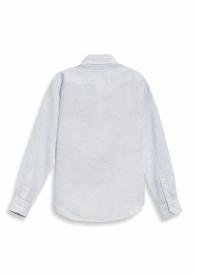 PINK MAN WHITE CHECKERED LINEN SHIRT [UNISEX]