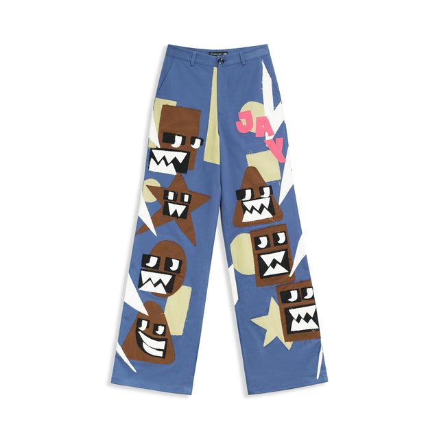 ROBOT APPLIQUÉ PANTS IN BLUE ONE OF ONE