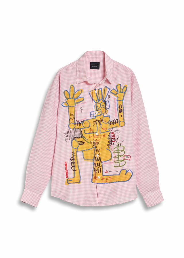 YELLOW MAN CHECKERED LINEN SHIRT IN PINK [UNISEX]